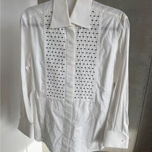 Valentino White Dress Shirt with Black Embroidery
